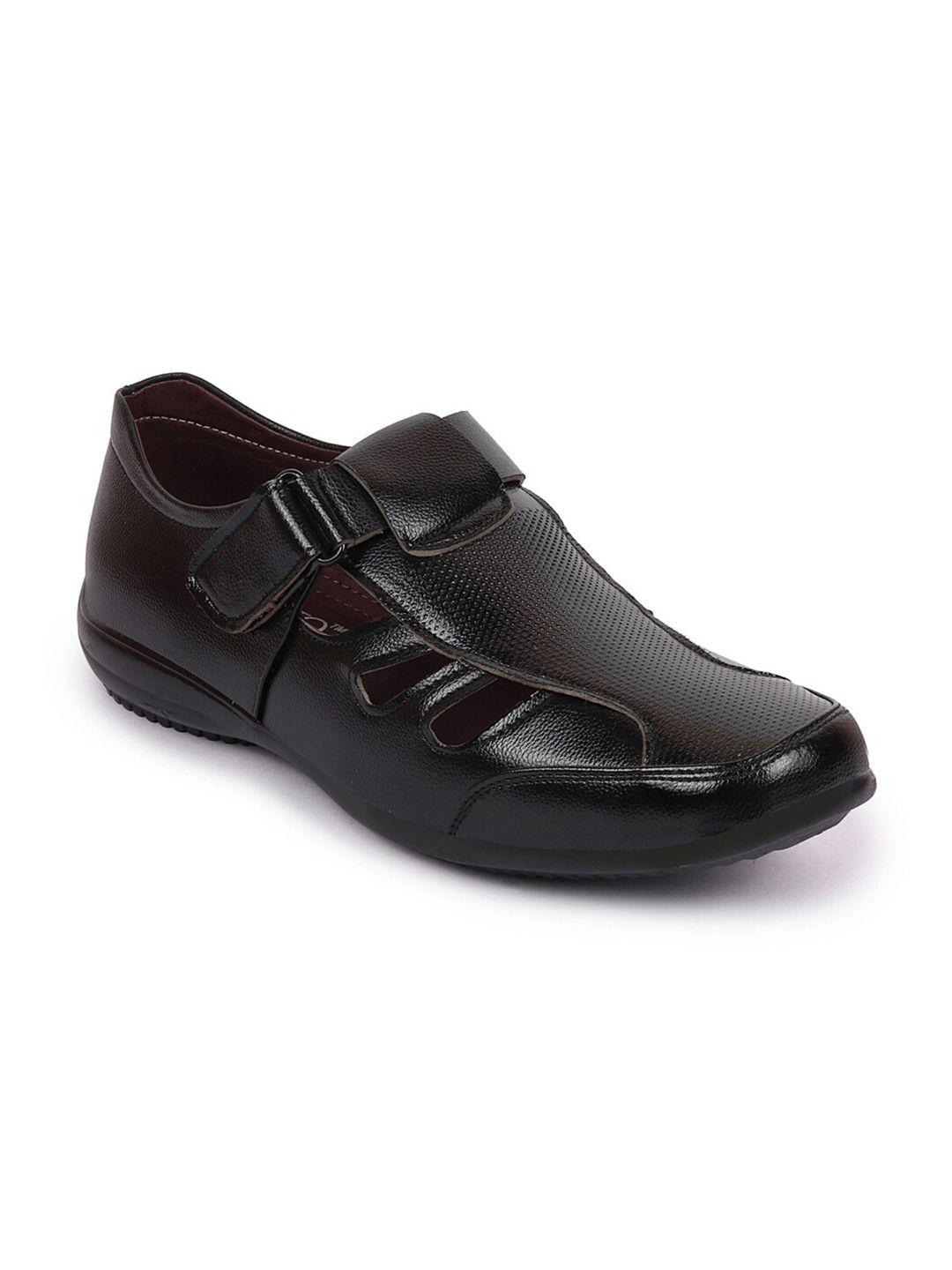 fausto men black pu shoe-style sandals