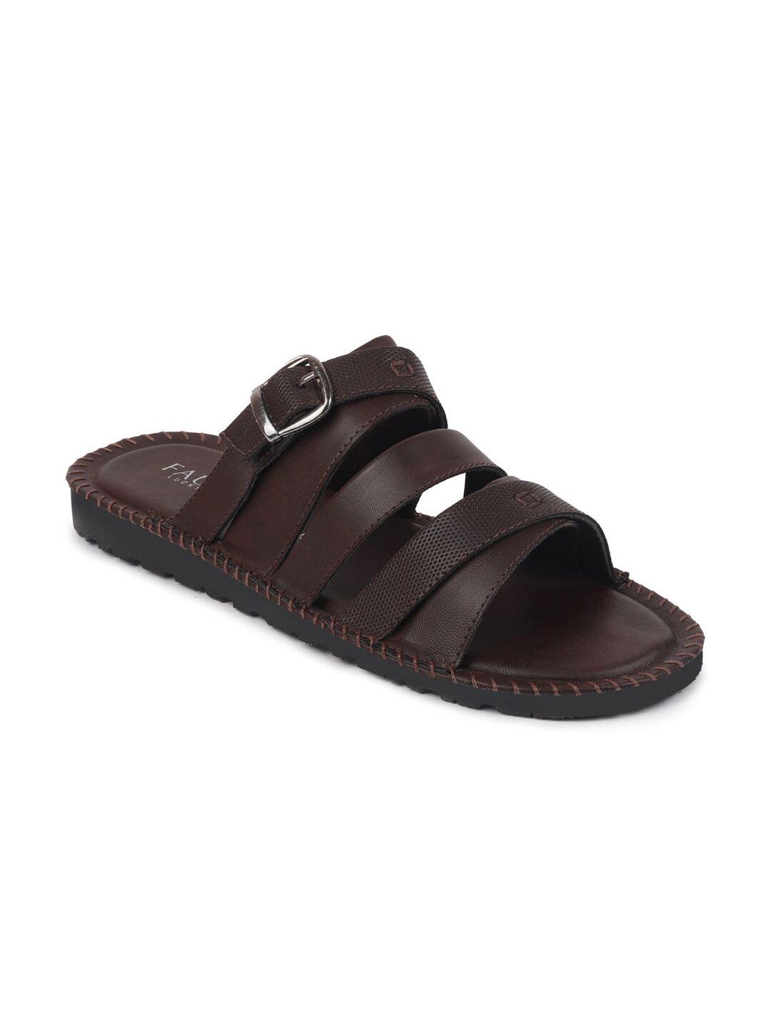 fausto men brown pu comfort sandals