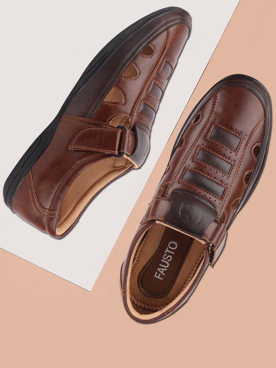 fausto men brown shoe-style sandals