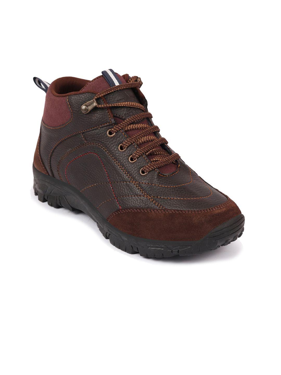 fausto men brown solid anti skid hiking boots