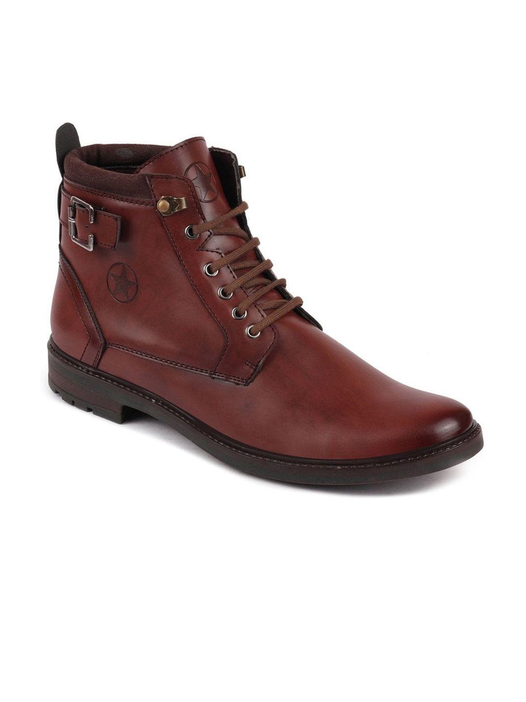 fausto men brown solid casual boots