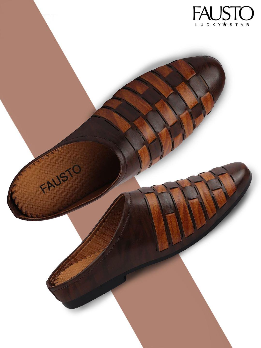 fausto men brown textured mules