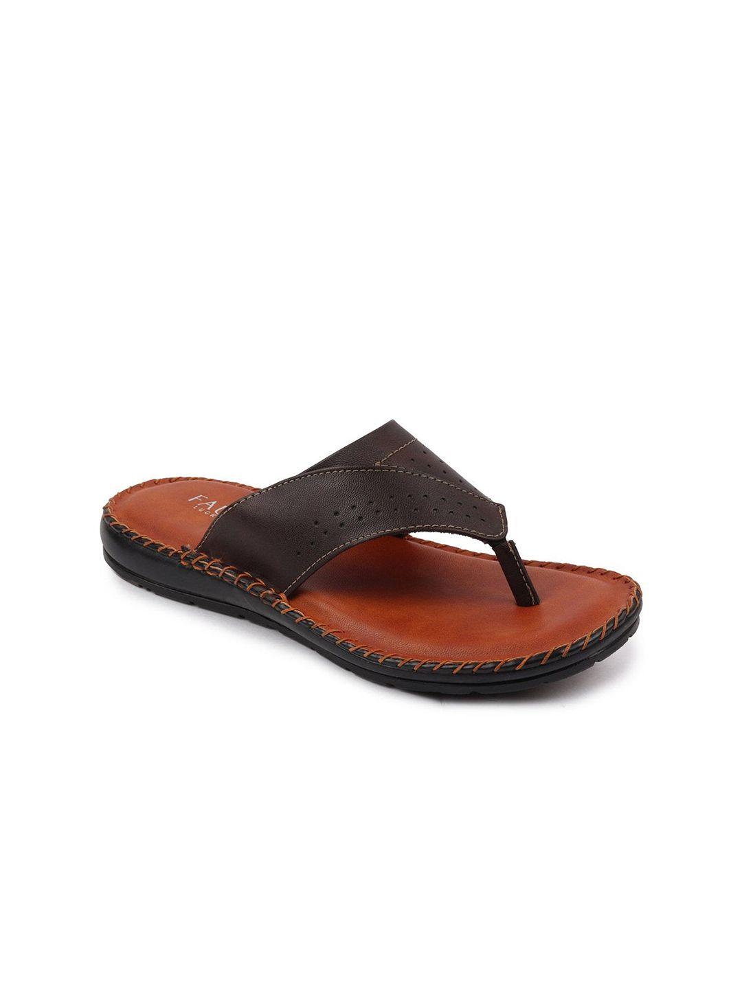 fausto men brown thong flip-flops