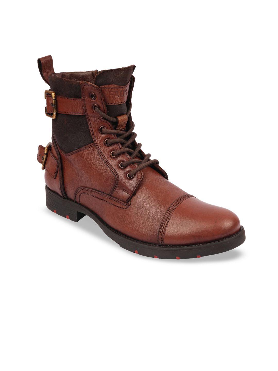 fausto men buckle detailed leather boots