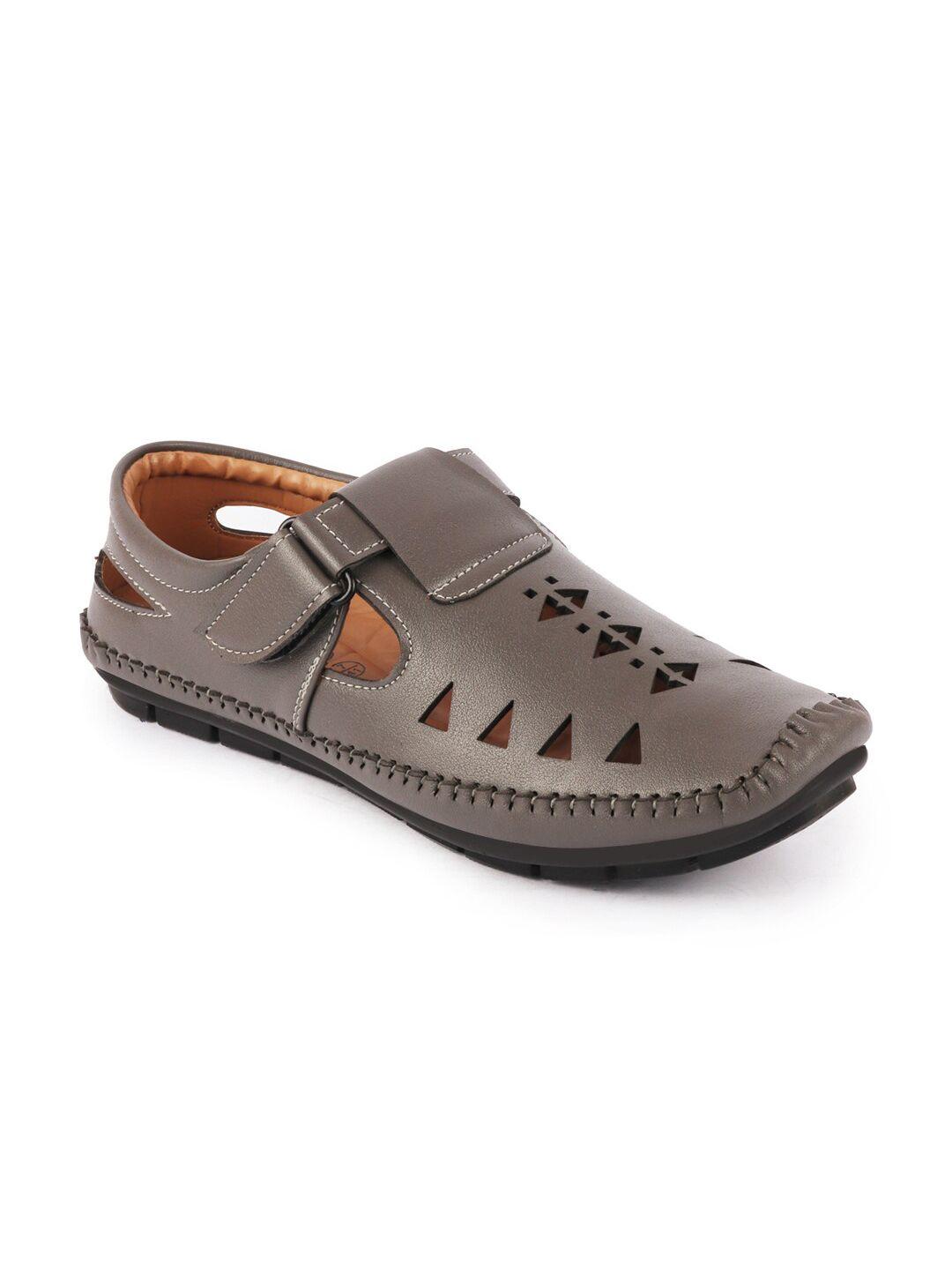 fausto men grey laser cut shoe-style sandals