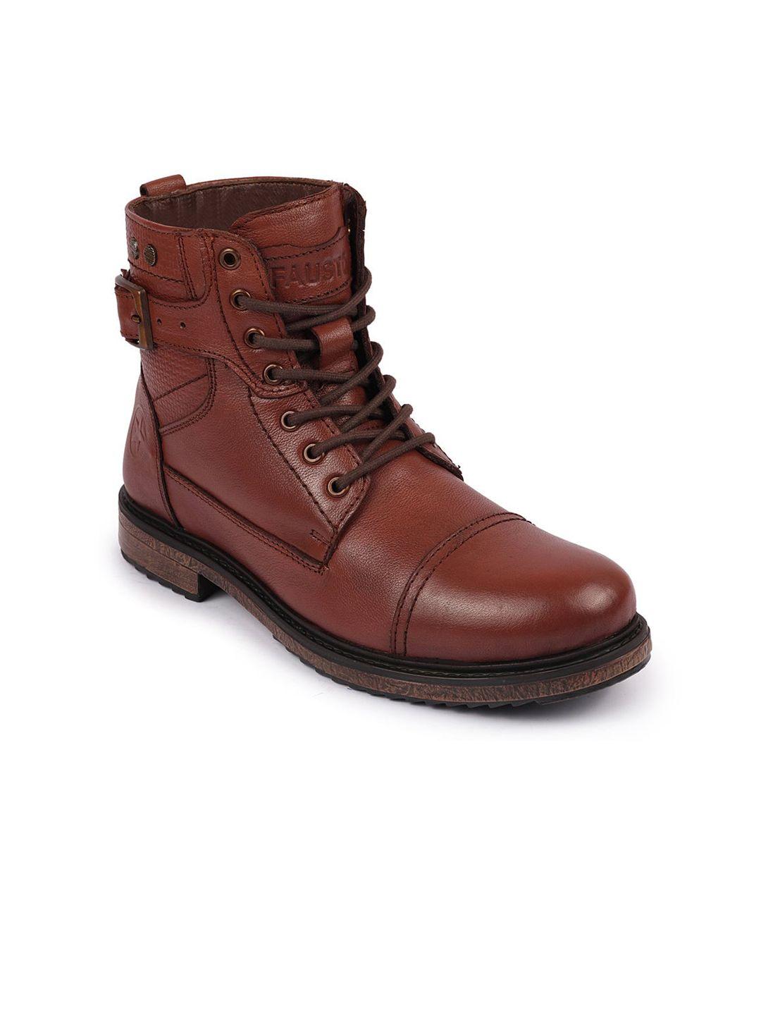 fausto men high top lace up leather regular boots