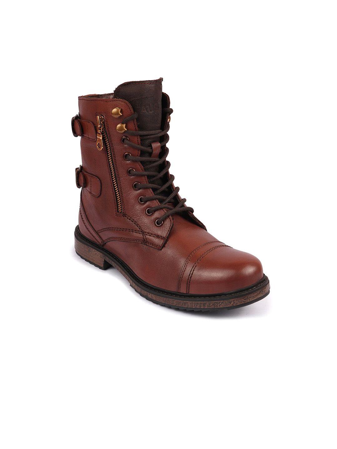fausto men high top lace up leather regular boots