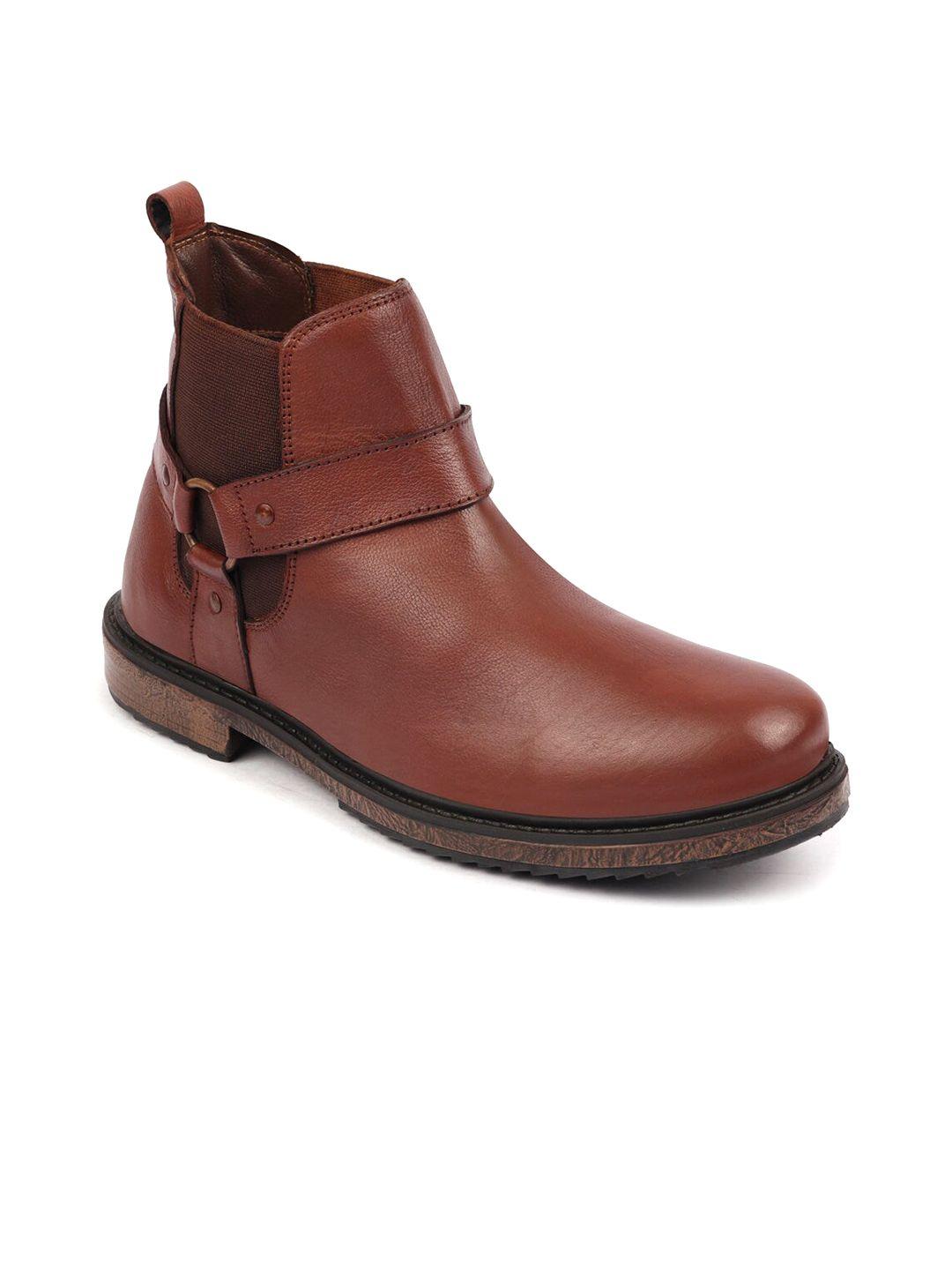 fausto men leather mid top chelsea boots