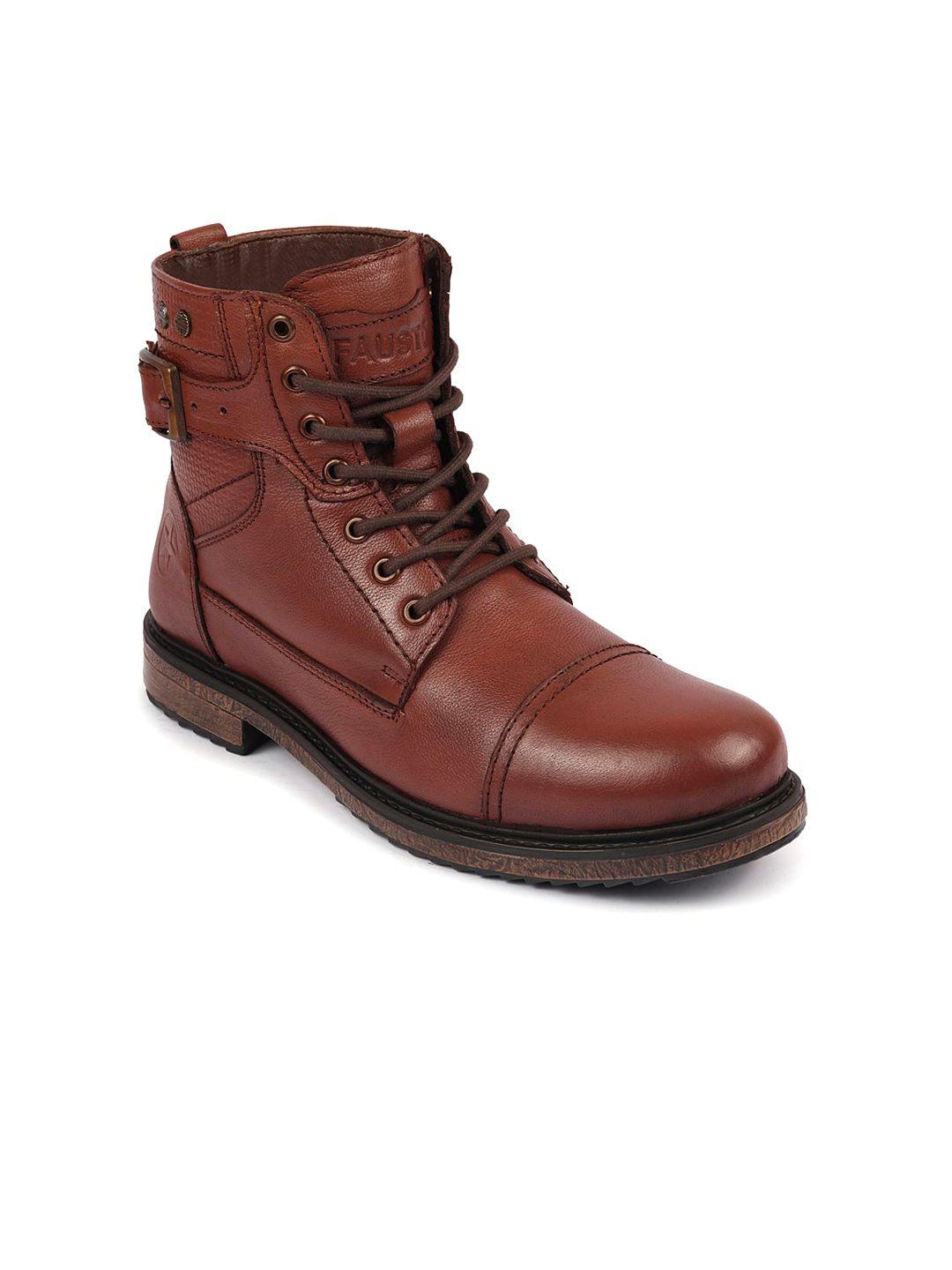 fausto men leather mid-top regular boots