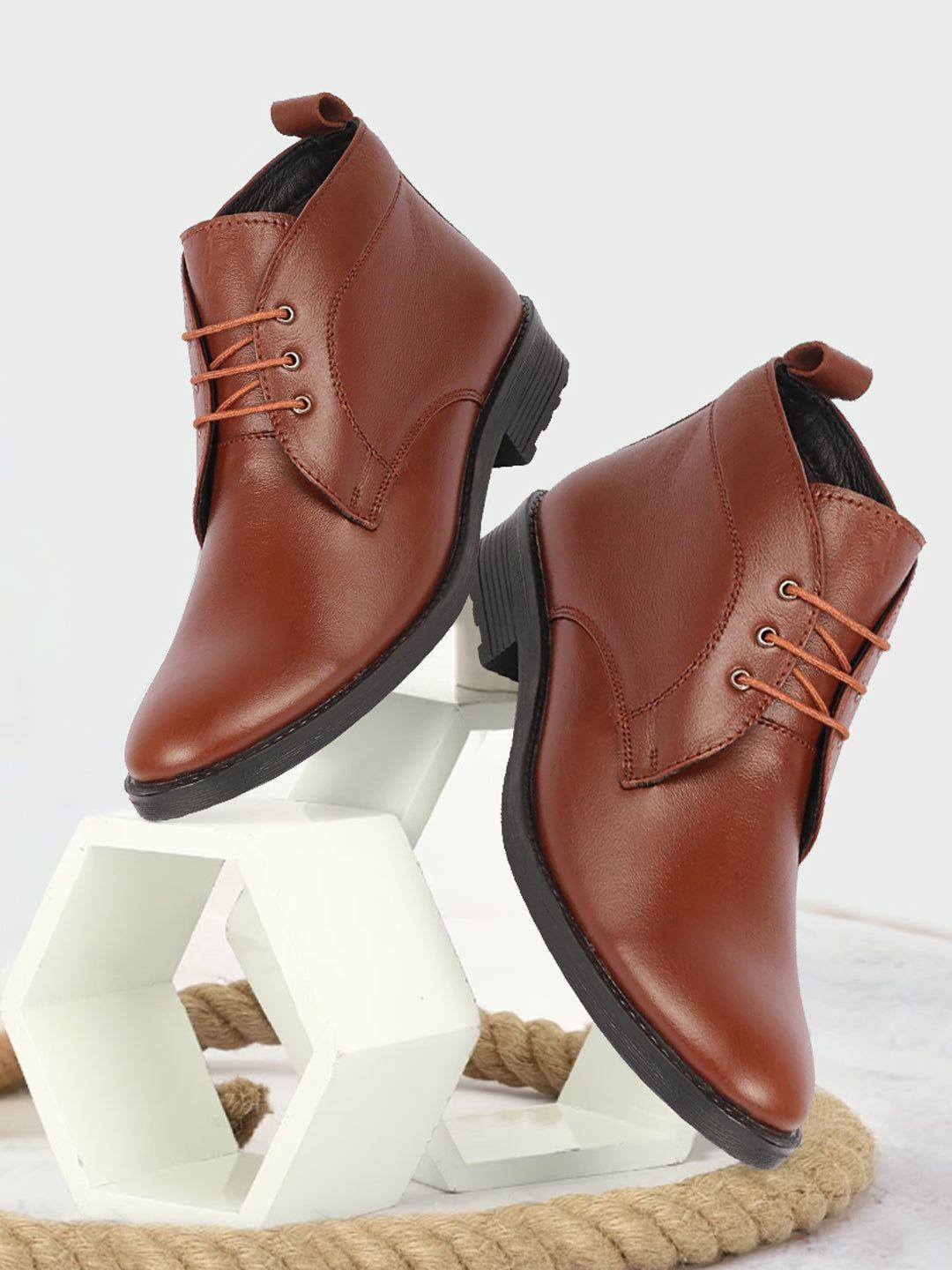 fausto men mid-top leather desert boots