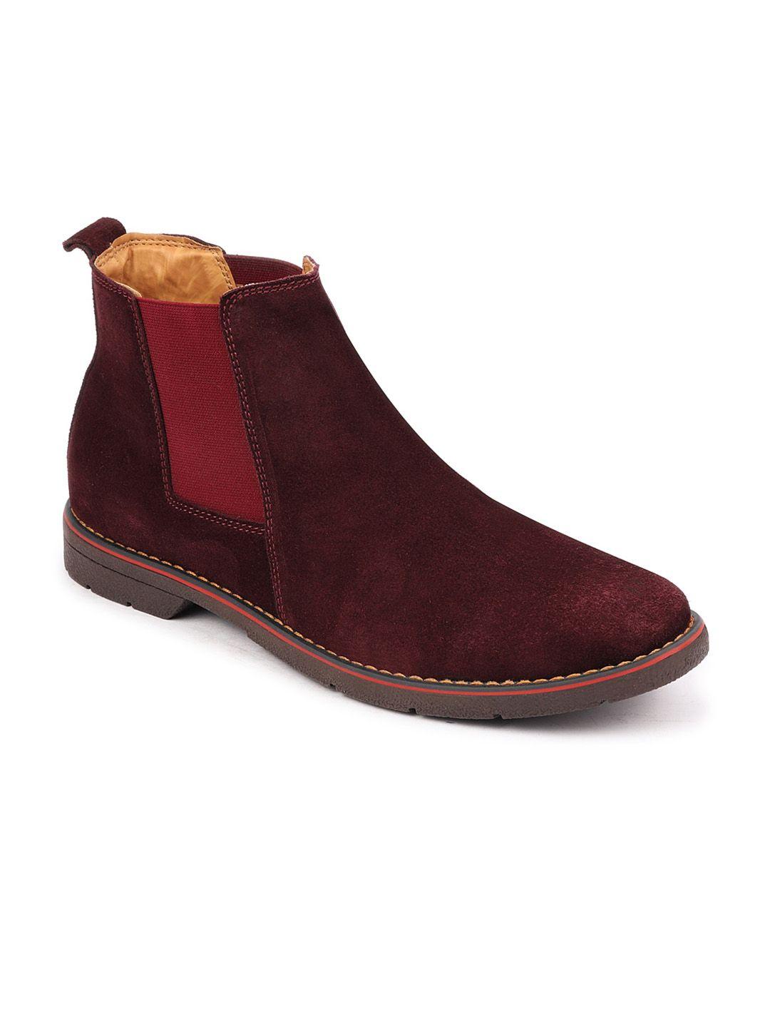 fausto men red solid chelsea boots