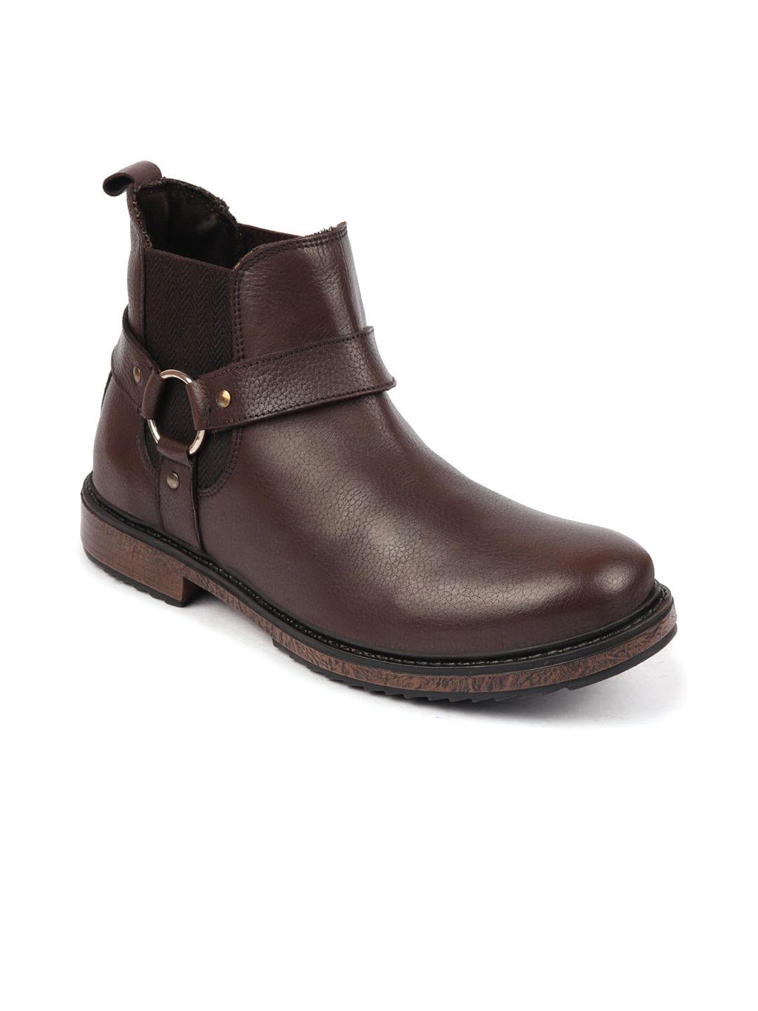 fausto men round toe leather chelsea boots