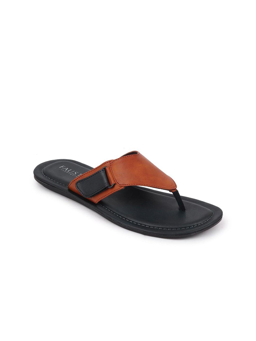 fausto men tan & black thong flip-flops