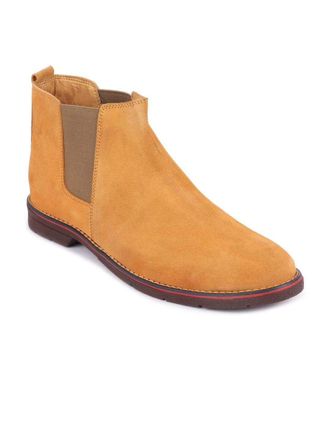 fausto men tan brown solid chelsea boots