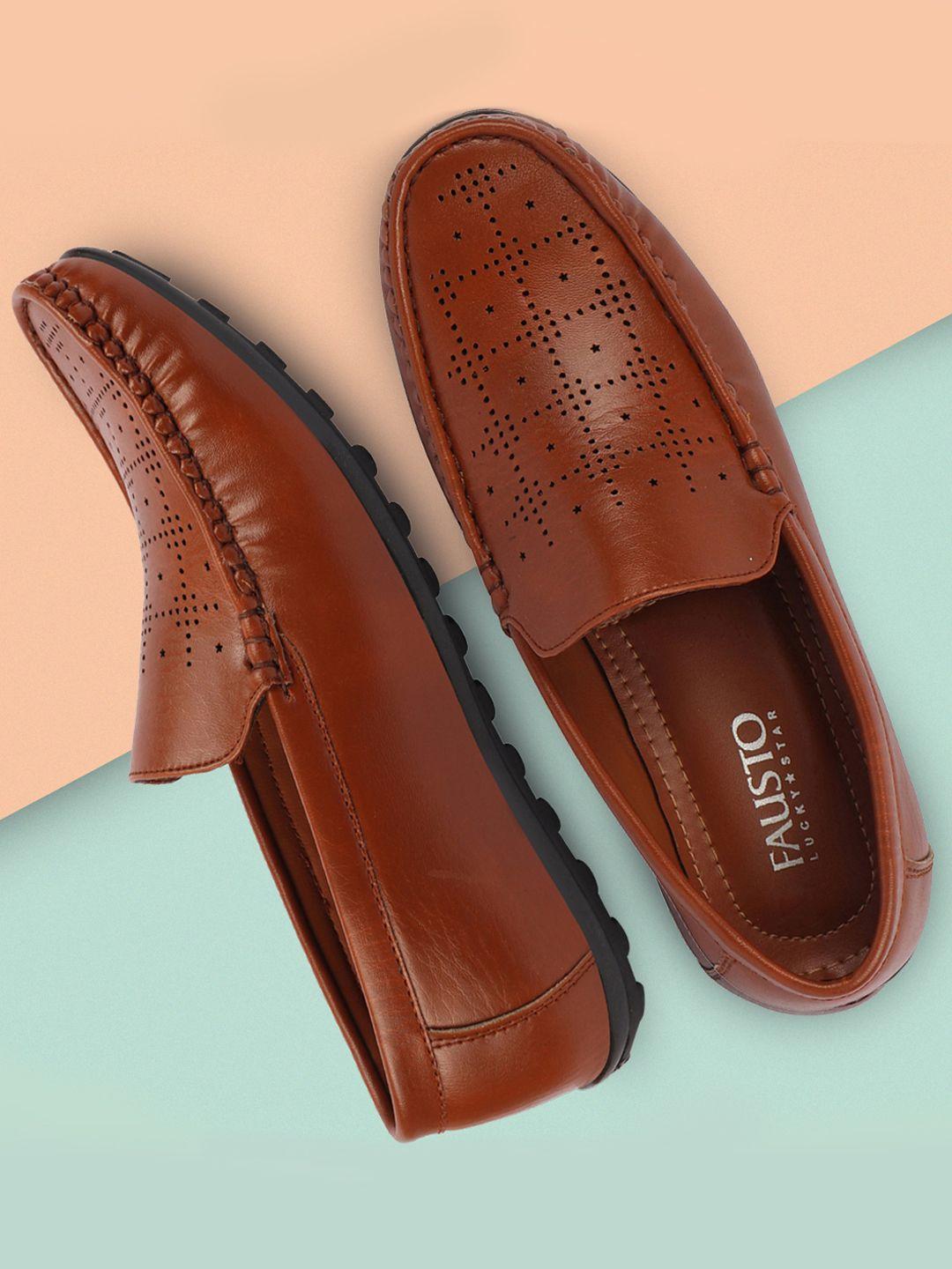 fausto men tan perforations loafers