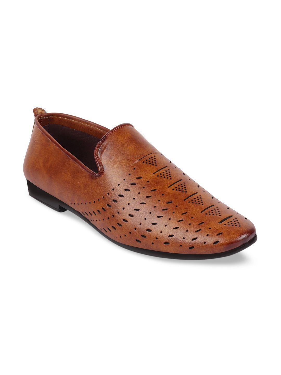 fausto men tan perforations pu ethnic lightweight mojaris