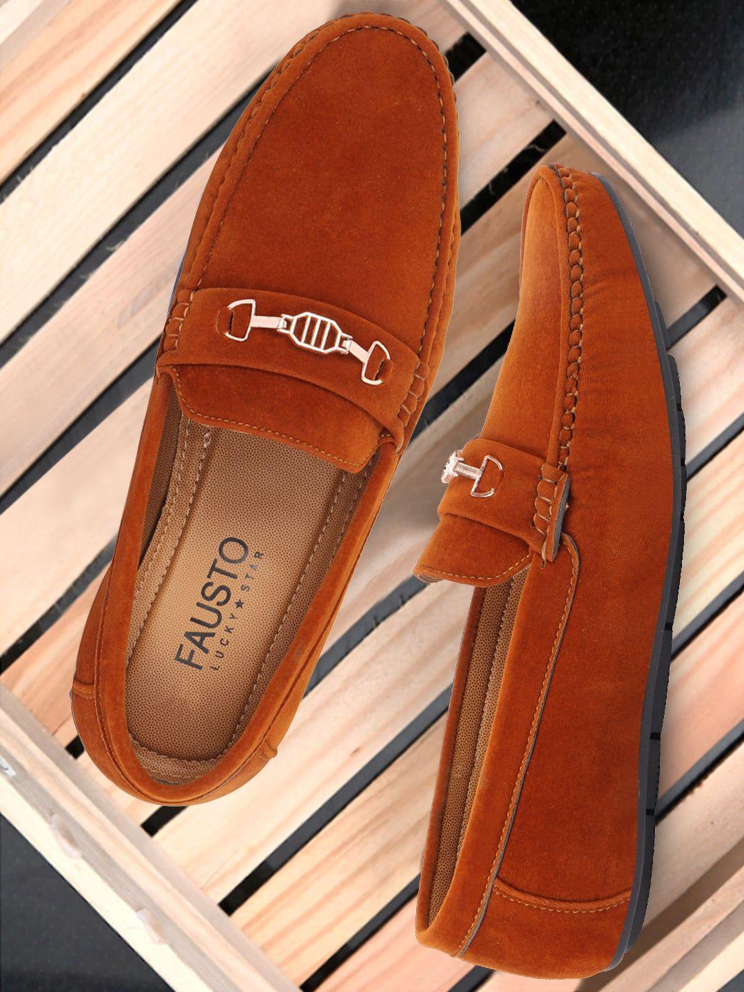 fausto men tan suede loafers