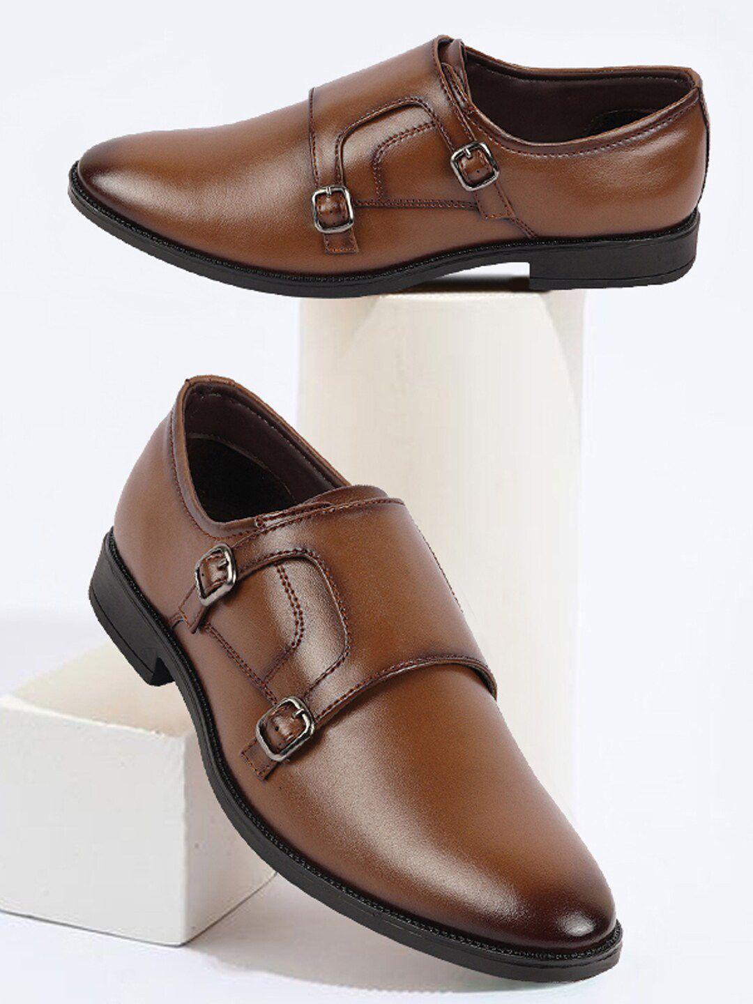fausto men textured formal monk shoes