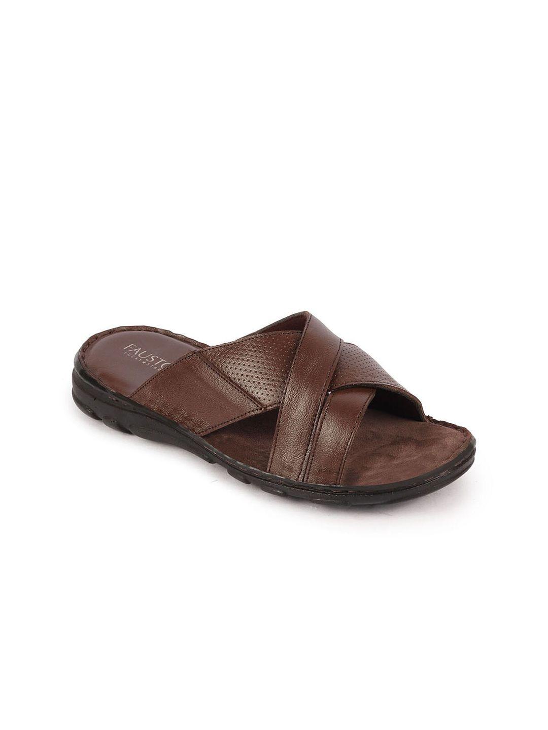 fausto men textured leather comfort sandals