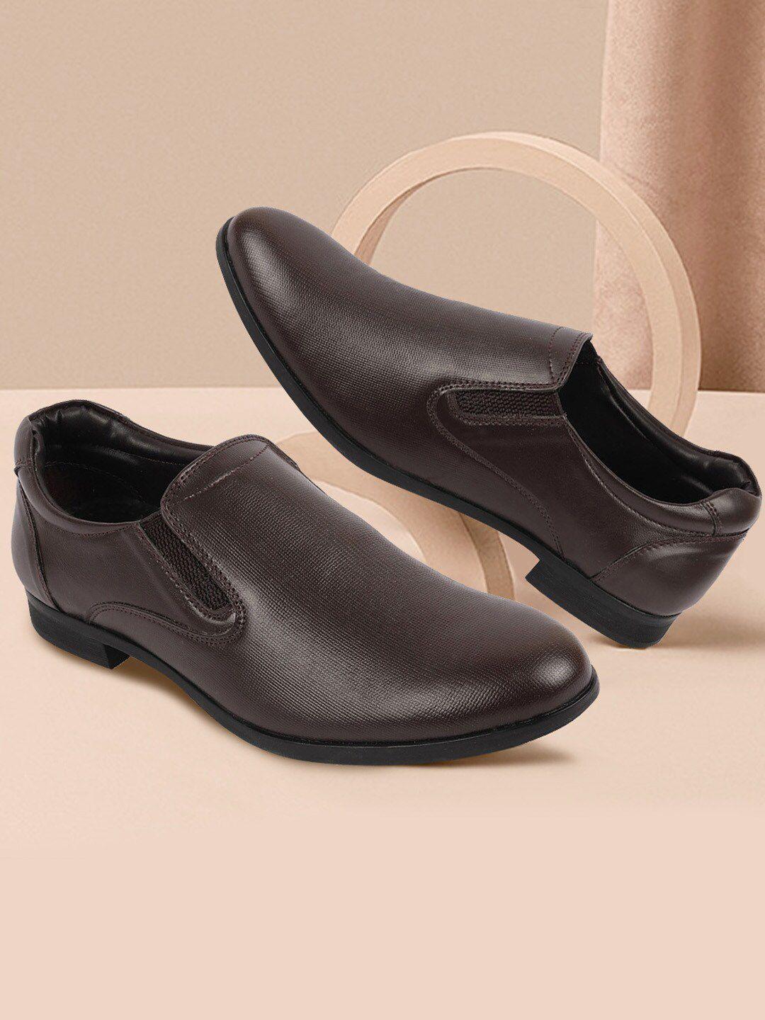 fausto men textured leather formal slip-on shoes