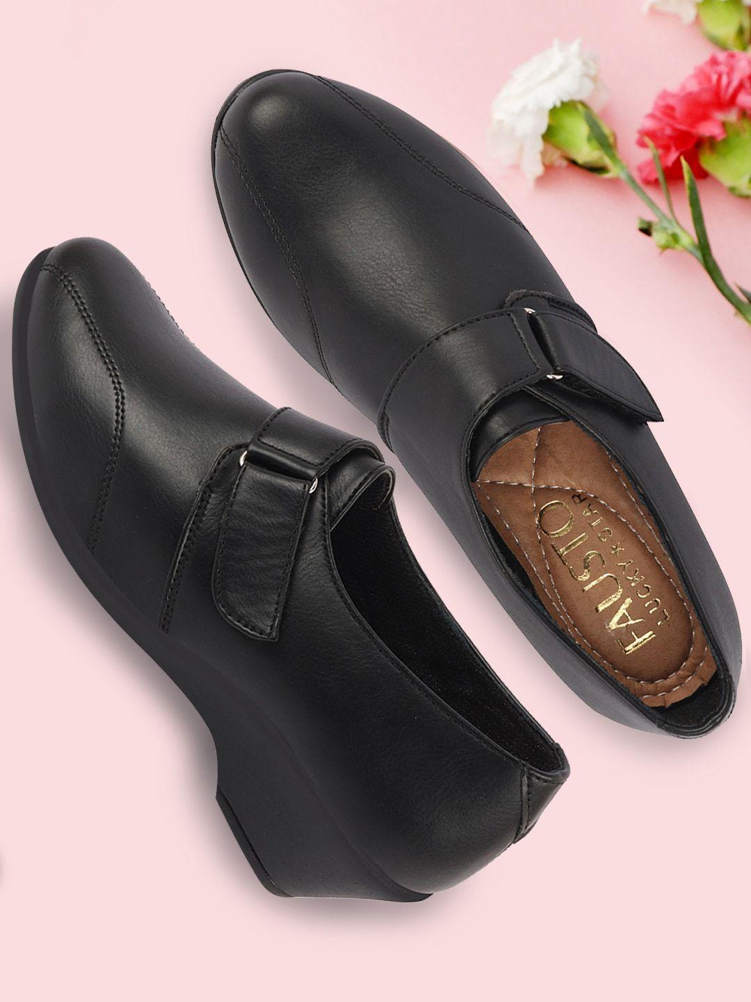 fausto round toe comfort heel derbys