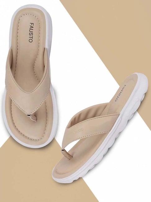 fausto women's beige flip flops