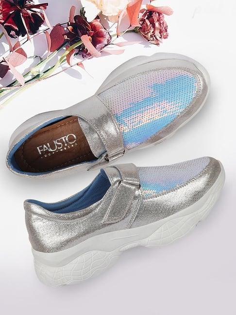 fausto women's silver walking shoes