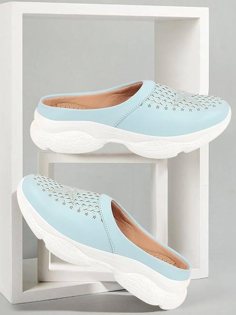fausto women's sky blue mule shoes