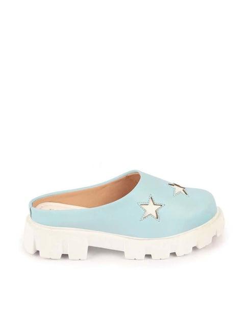 fausto women's sky blue mule shoes