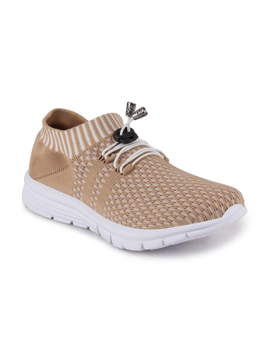 fausto women beige mesh running non-marking shoes