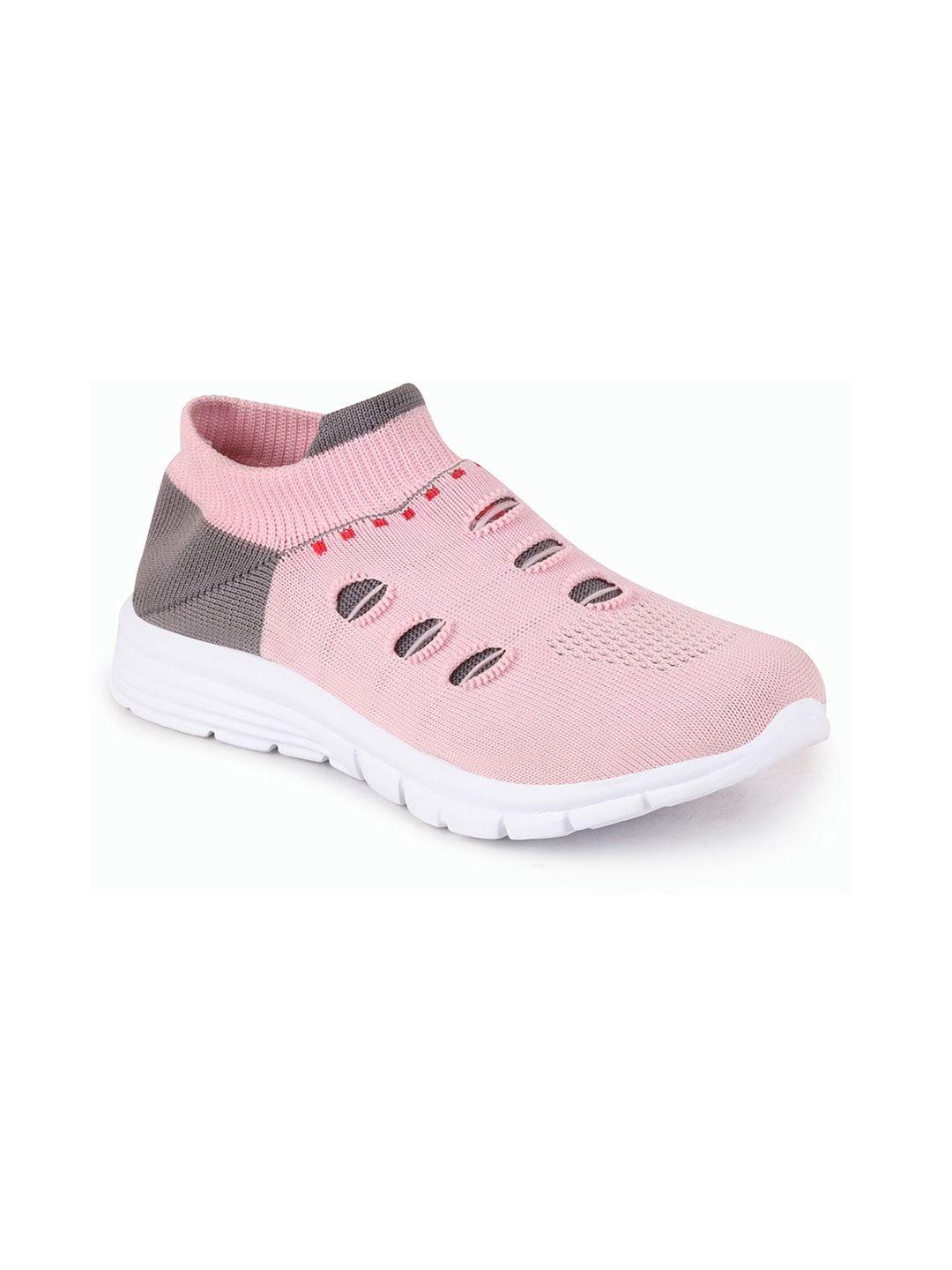 fausto women pink & grey mesh flyknit walking shoes