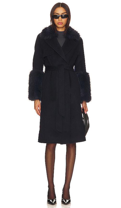 faux fur trim wool coat