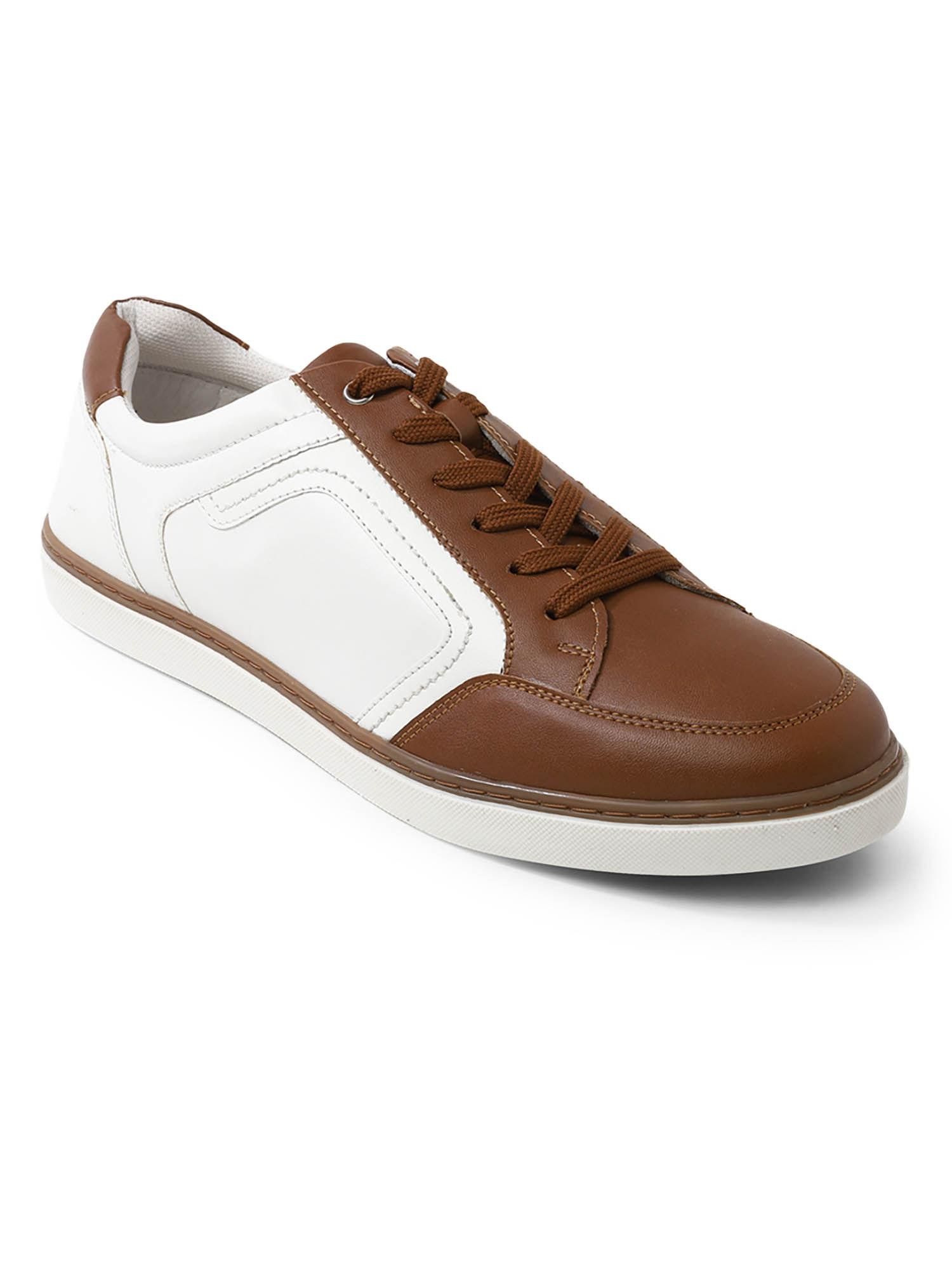 faux leather brown sneakers