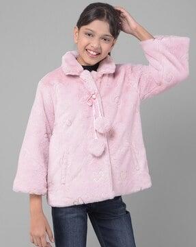 faux fur jacket with button closure