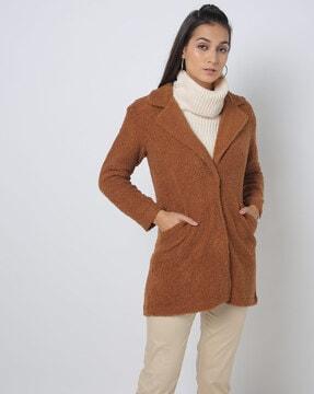 faux-fur teddy jacket with insert pockets