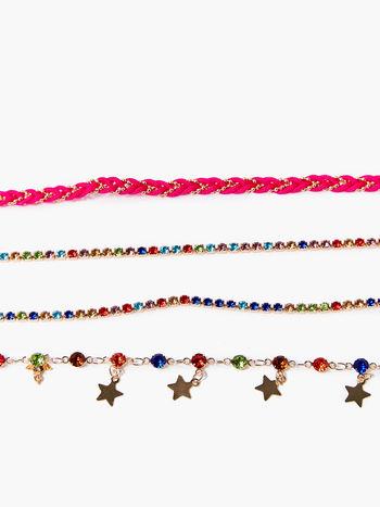 faux gem star charm anklets (set of 4)