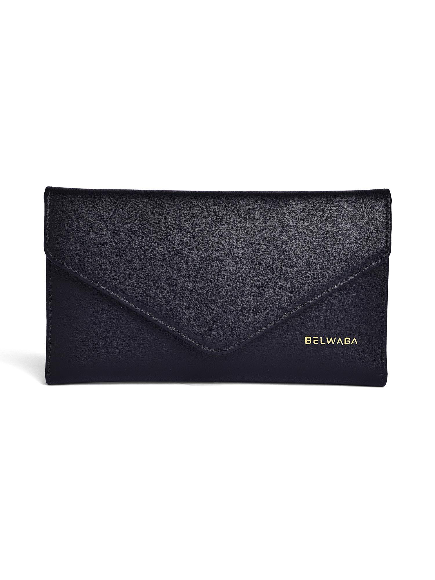 faux leather black womens wallet