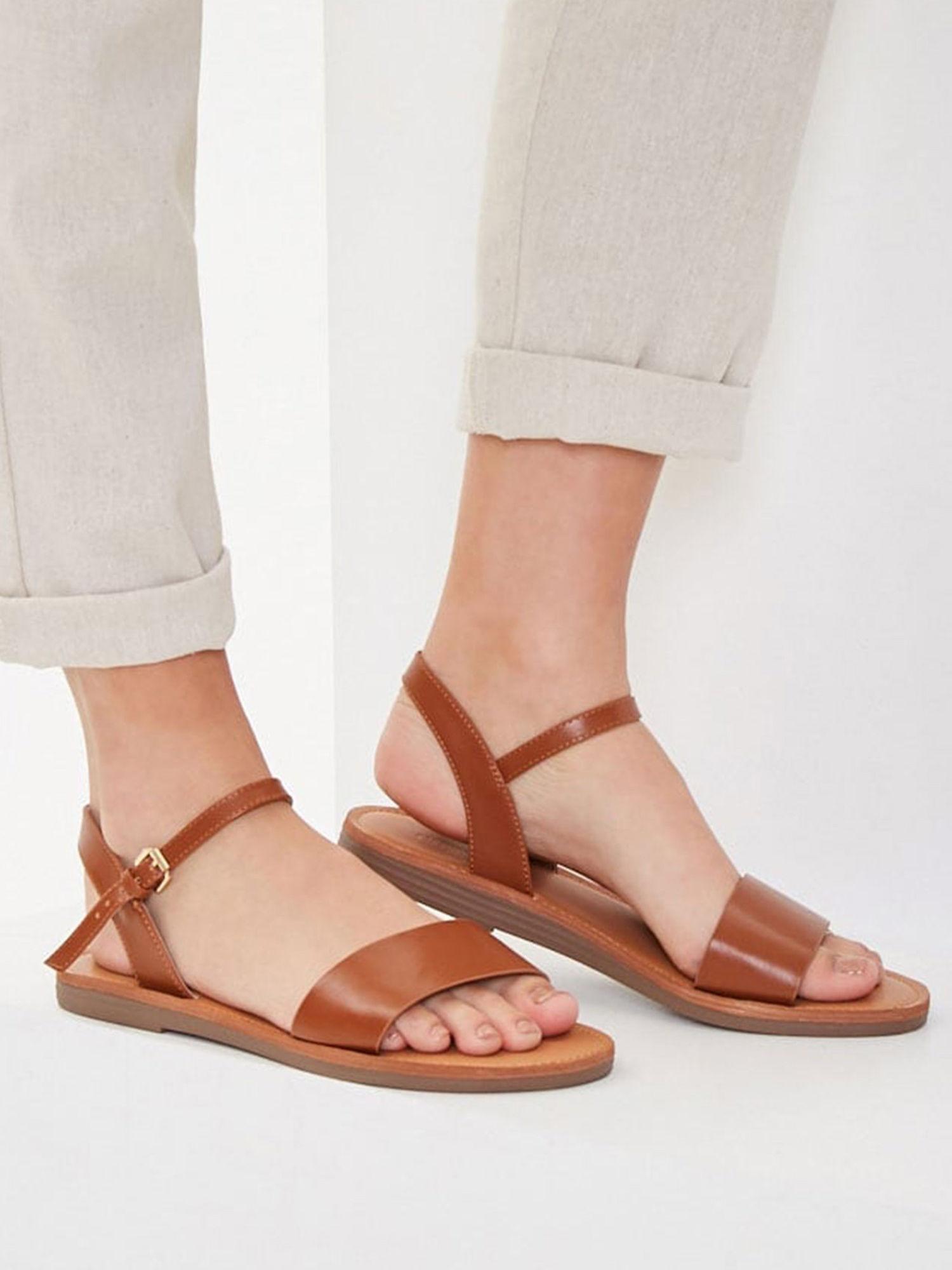 faux leather brown sandals