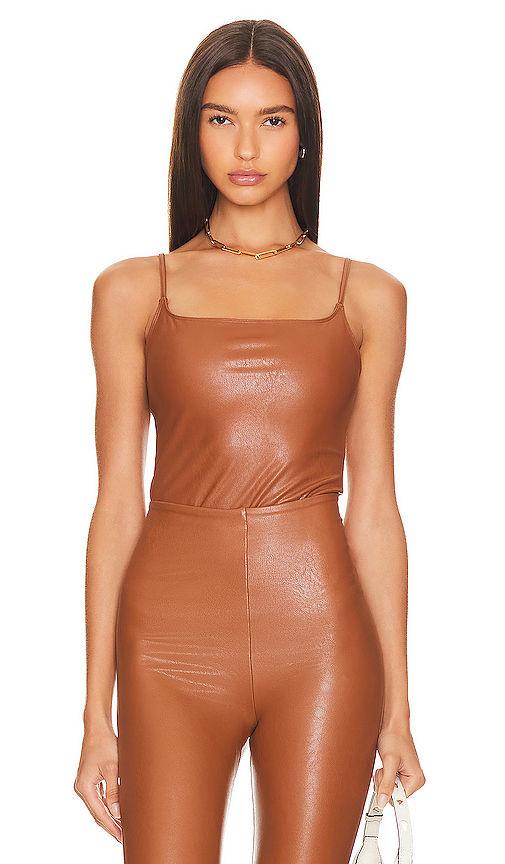 faux leather cami bodysuit