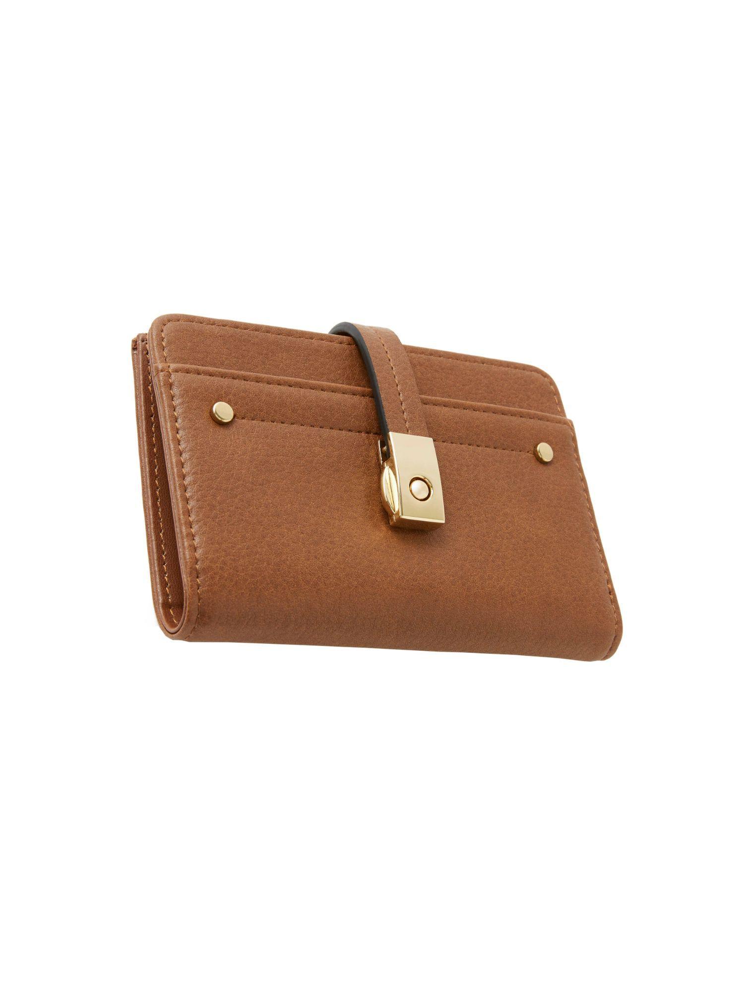 faux leather mini cardsafe flip lock wallet