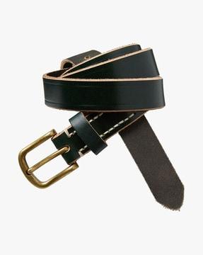 faux leather slim belt with buckle closure