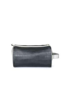 faux leather travel toiletry pouch - black