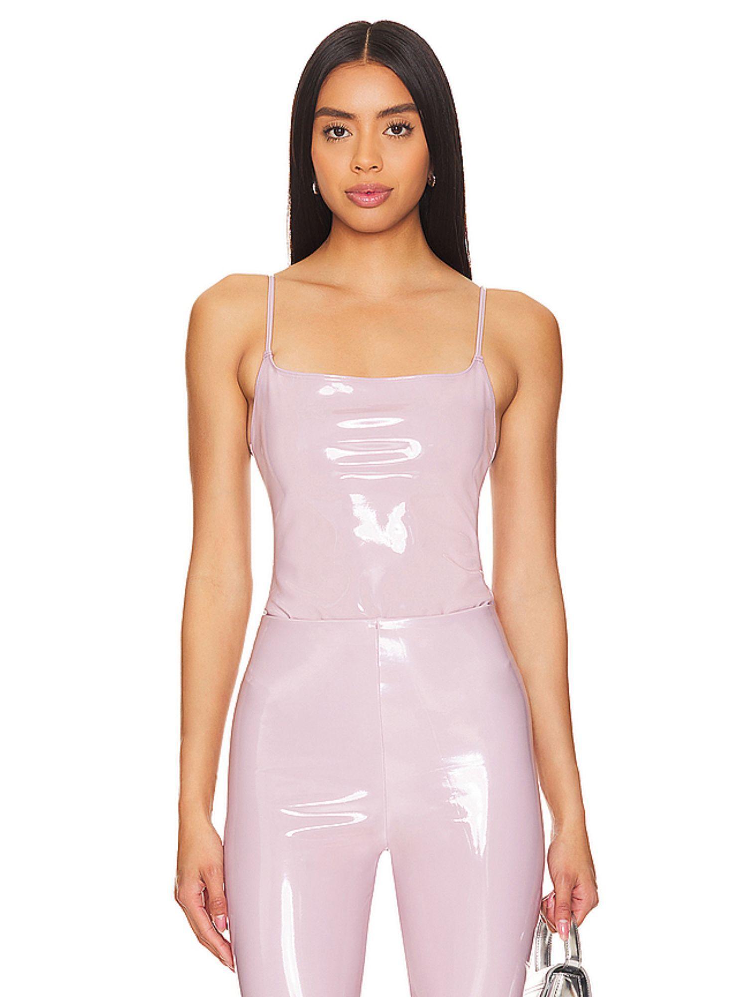 faux patent leather cami bodysuit