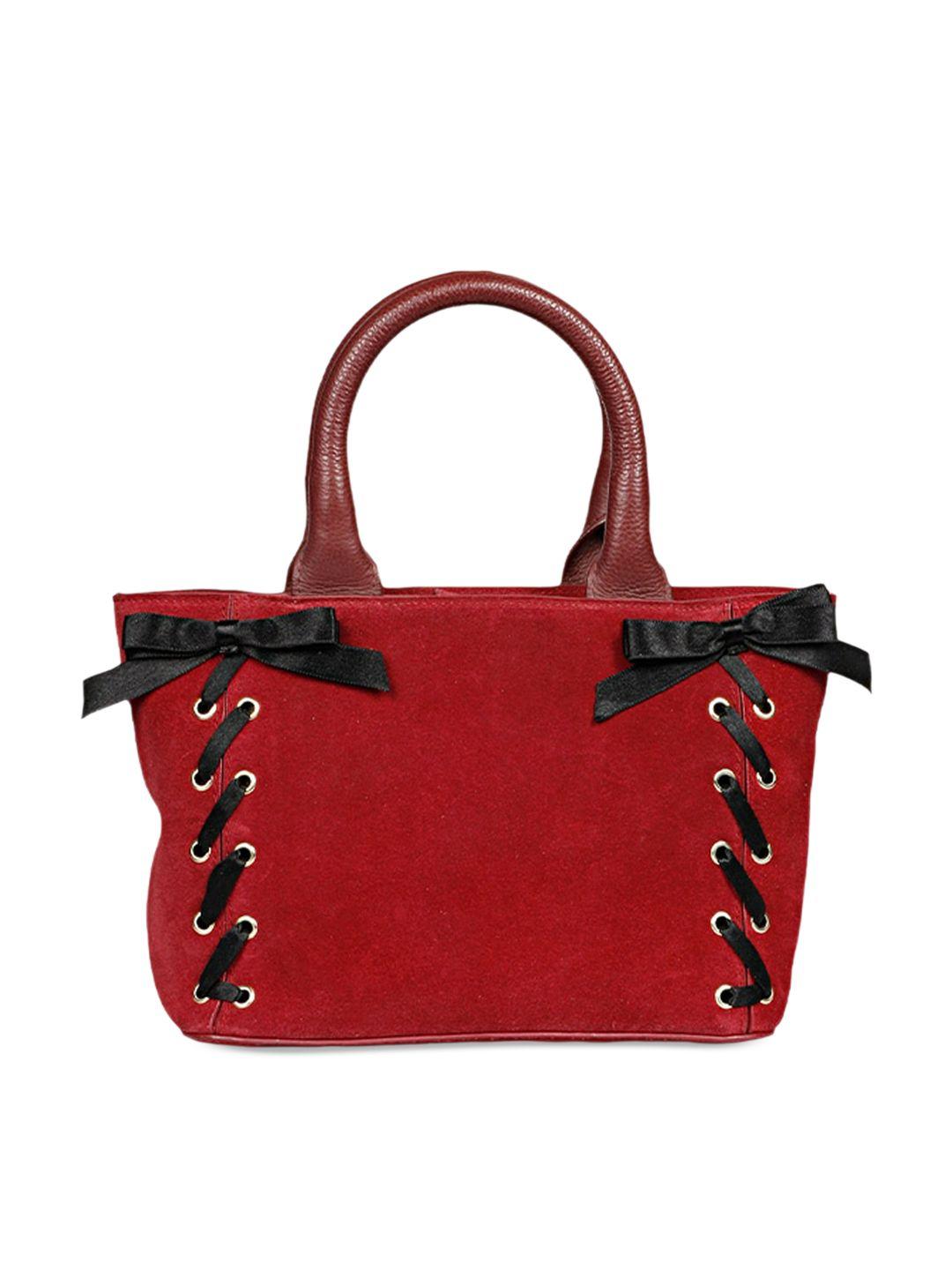 favore embellished leather structured handheld bag with fringed