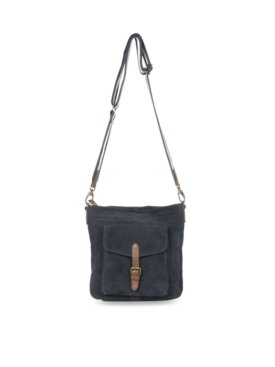favore leather structured sling bag with buckle detail