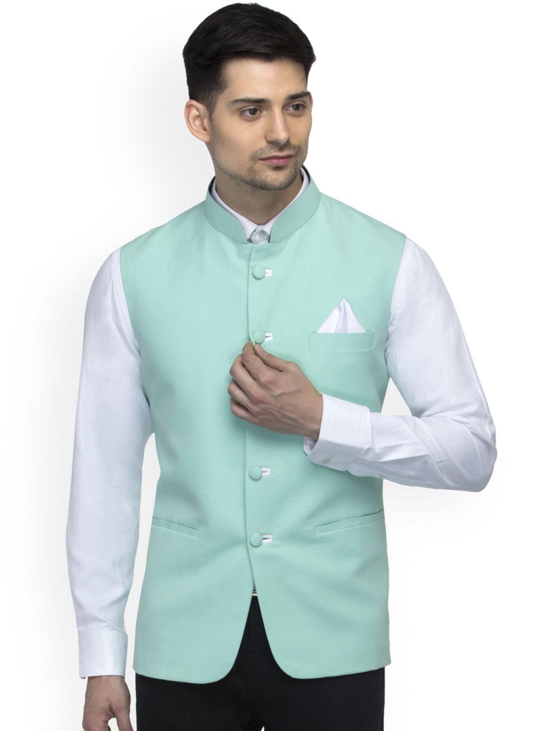 favoroski men's sea green nehru jacket