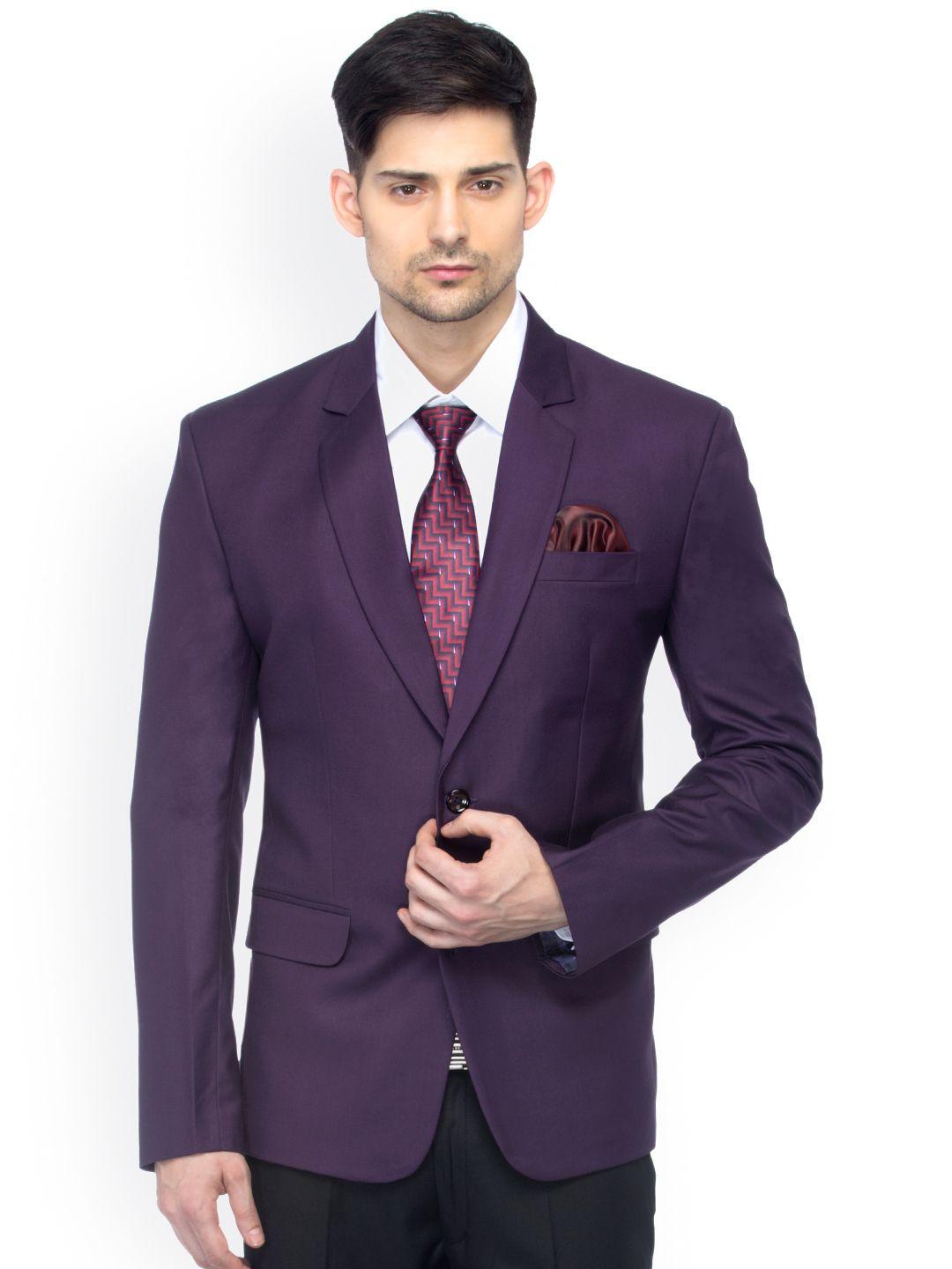 favoroski purple slim fit single-breasted formal blazer