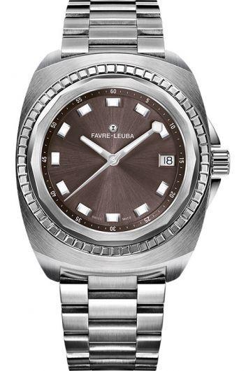 favre-leuba raider sea bird brown dial quartz watch with steel bracelet for women - 00.10111.08.71.20