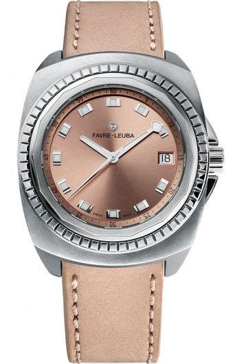 favre-leuba raider sea bird copper dial automatic watch with leather strap for women - 00.10110.08.61.43