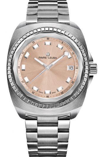 favre-leuba raider sea bird copper dial quartz watch with steel bracelet for women - 00.10111.08.61.20